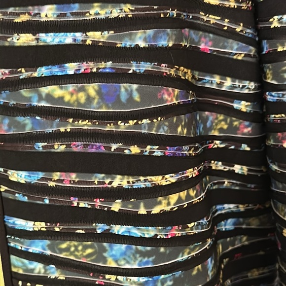 CLARA SUNWOO Abstract Open Front Bolero Textured Jacket Multicolor 3/4 Sleeve - Picture 7 of 9